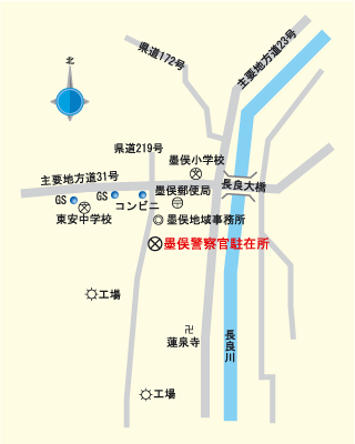 墨俣警察官駐在所案内図