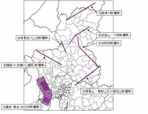 地震被害想定を行っている断層の位置その2