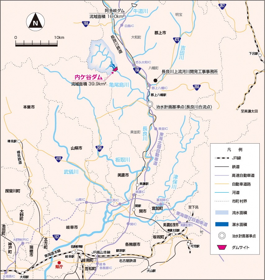 内ケ谷ダム位置図