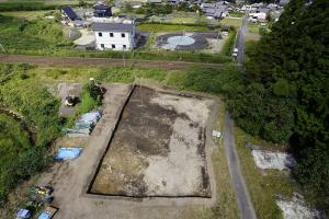 毘沙門遺跡Ａ区・Ｂ区の発掘区全景の写真です