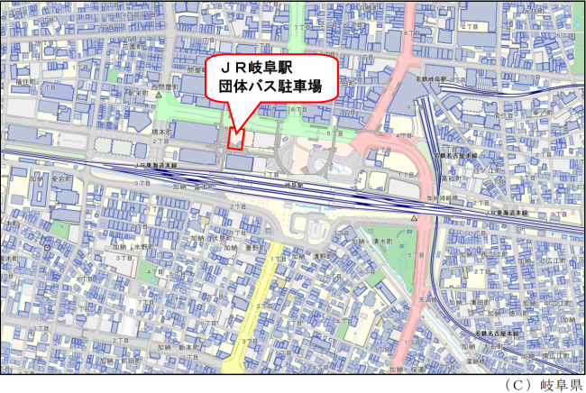 JR岐阜駅団体バス駐車場地図