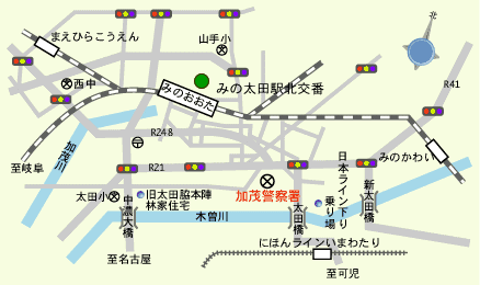 みの太田駅北交番の案内図