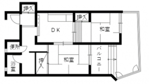 白木町住宅の間取り（1階9号室）