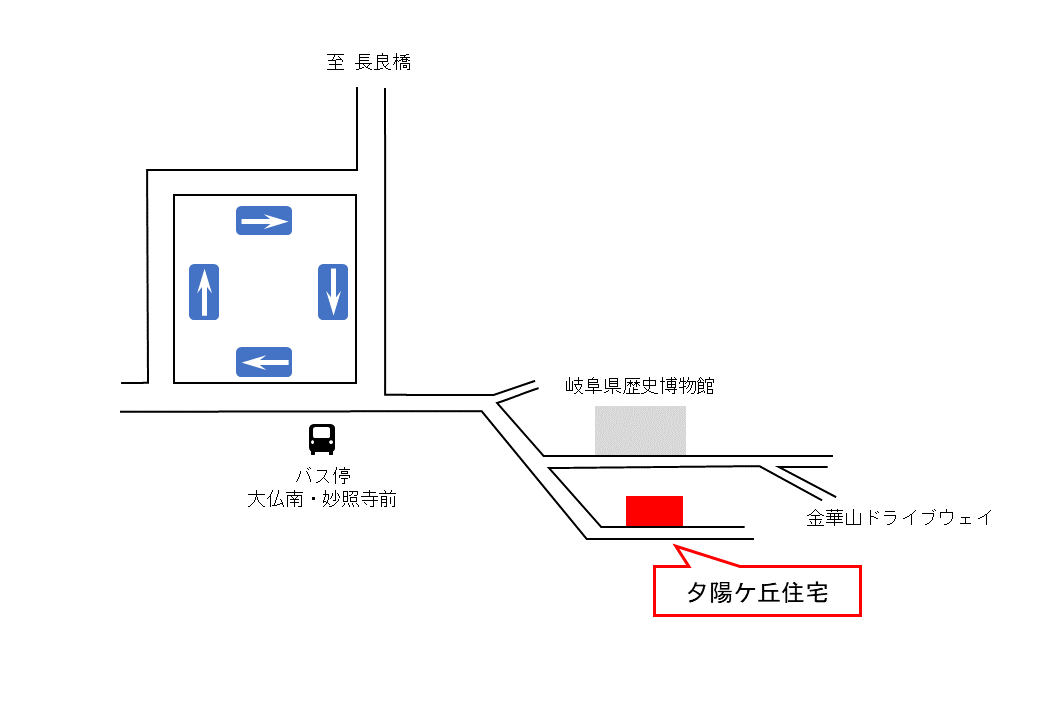 夕陽ケ丘住宅の地図（詳細）