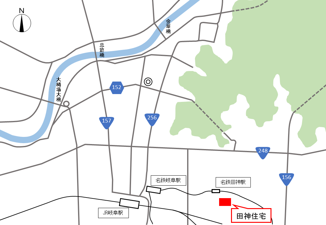 田神住宅の地図（広域）