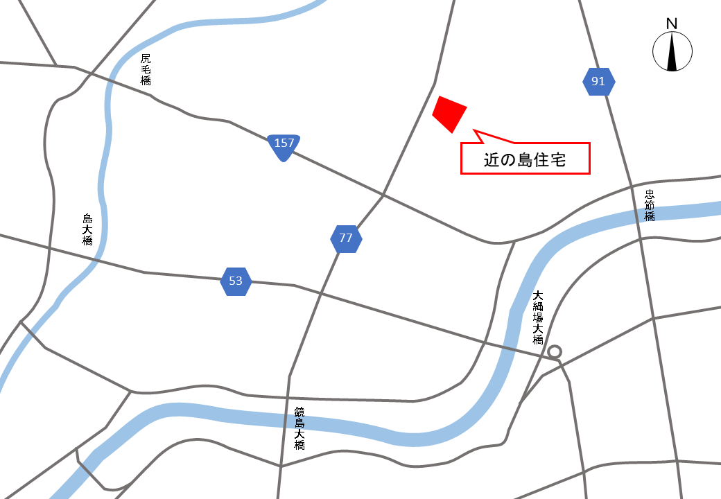 近の島住宅の地図（広域）
