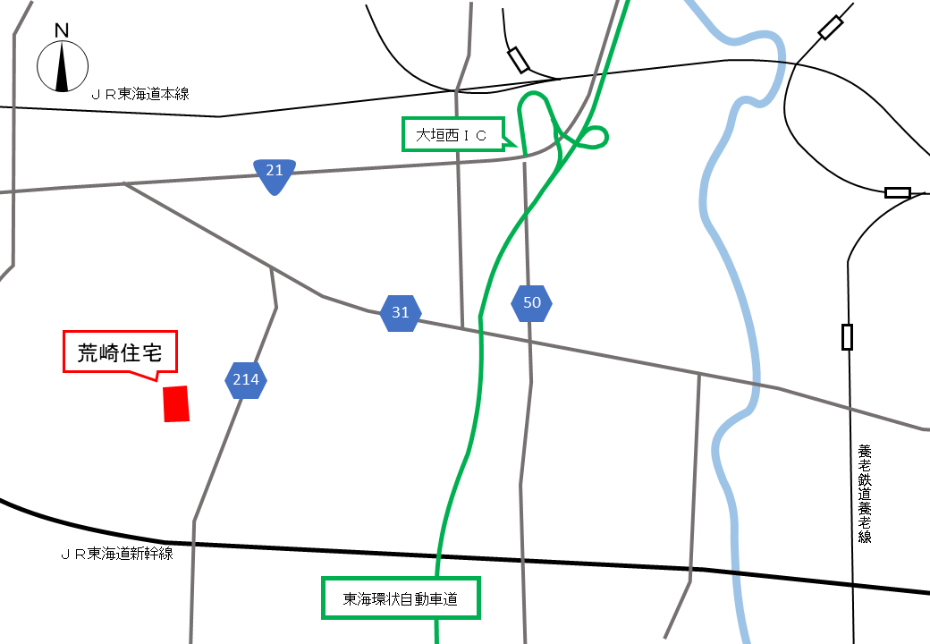 荒崎住宅の地図（広域）
