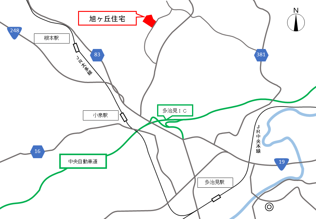 旭ヶ丘住宅の地図（広域）