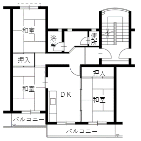 泉北住宅の間取り（A5～7棟　3タイプ）