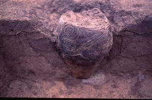 埋設土器が出土したときの写真です