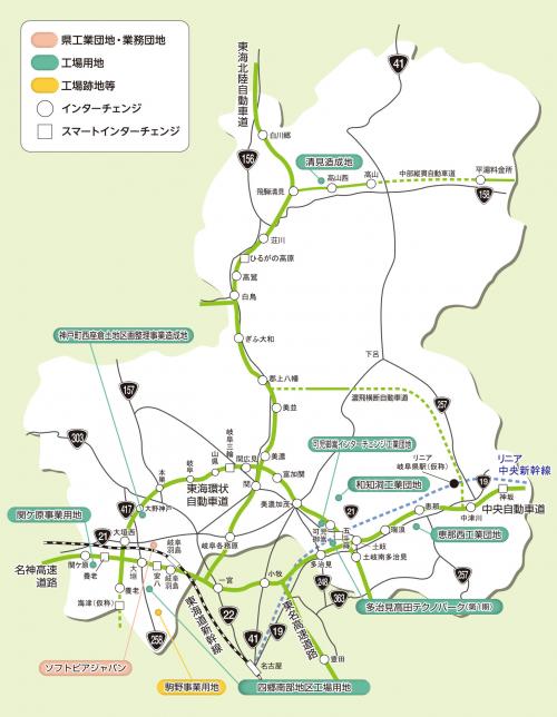 岐阜県工場用地位置図