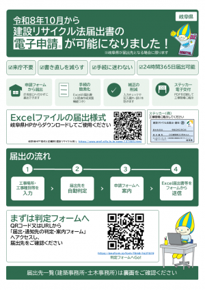 建設リサイクル法電子申請周知チラシ（表面）