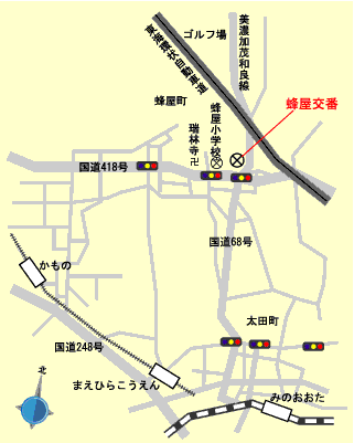 蜂屋交番の案内図