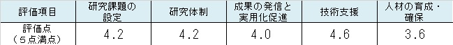 各評価項目と評価点