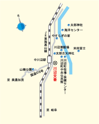 川辺交番の案内図