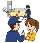 事故を調べる警察官