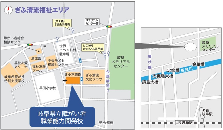 岐阜県立障がい者職業能力開発校の地図