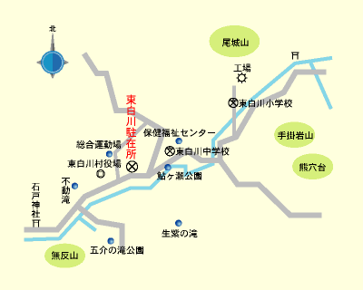 東白川駐在所の付近案内図