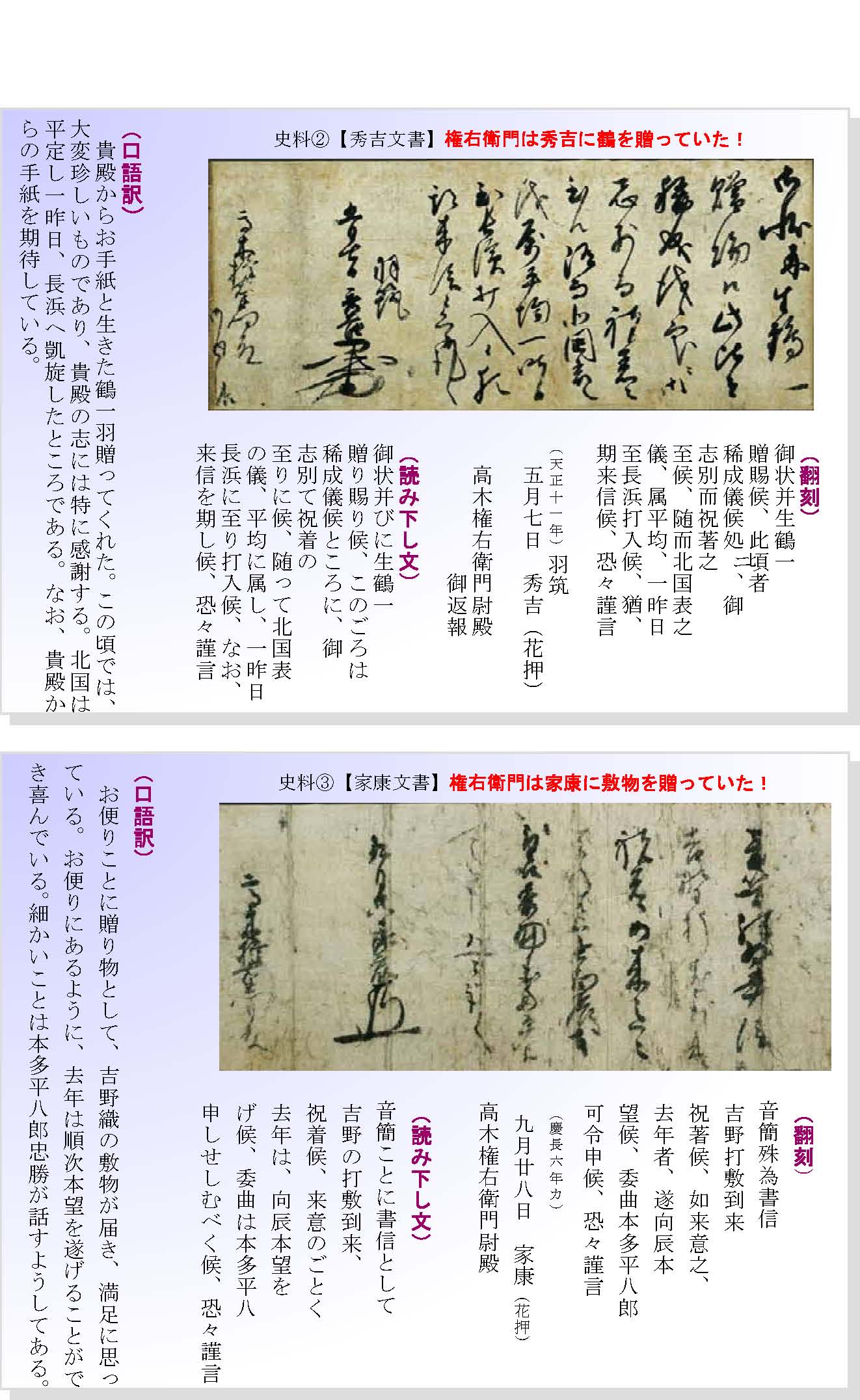 秀吉、家康文書