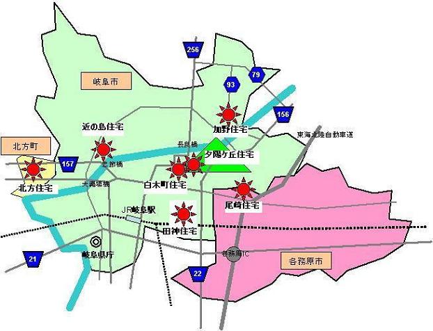 県営住宅（岐阜地区）概略地図