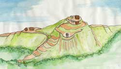 鶴尾山城復元想像図
