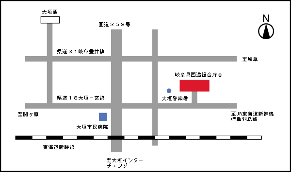 西濃保健所までの地図