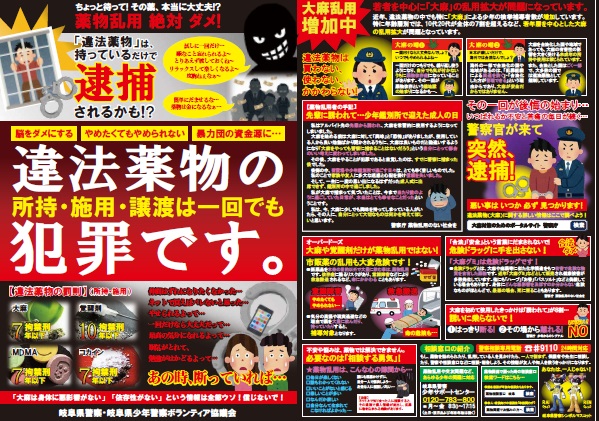 違法薬物の所持・施用・譲渡は犯罪です。