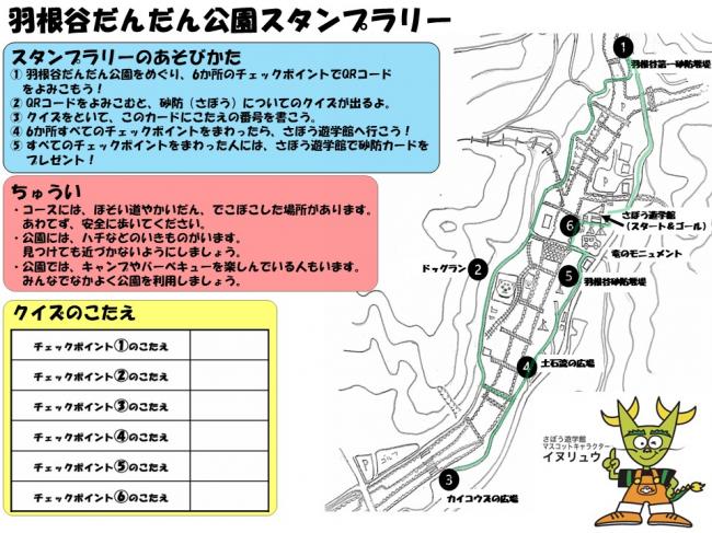 砂防スタンプラリーのコースマップ